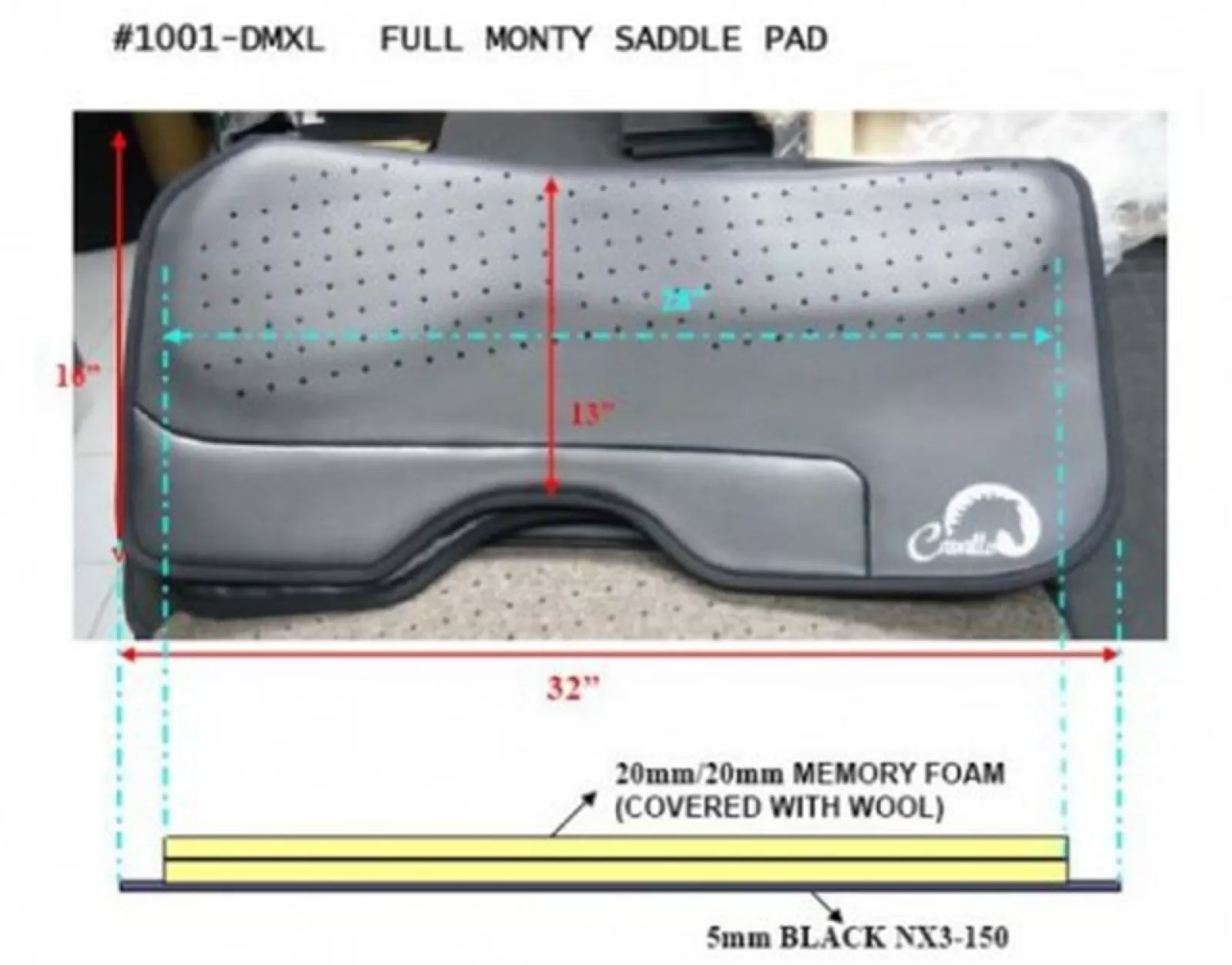 cavallohorseriderfr Podkladka Fra Cavallo Typu Western Monty, Uniwersalna Tsp#1001Pe